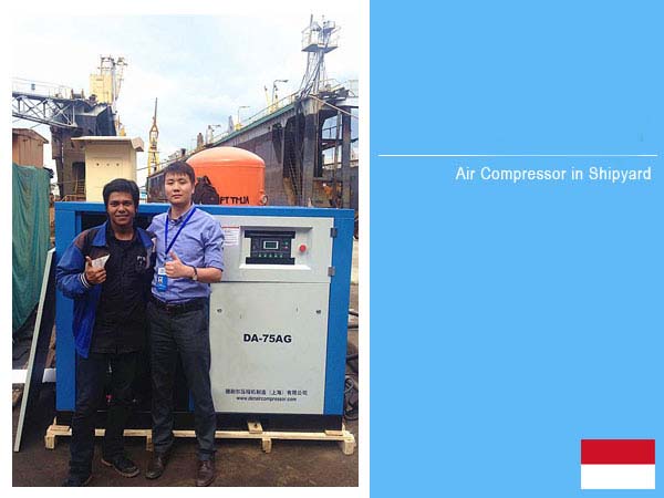 Hanthing 100HP Screw Air Compressor in Shipyard