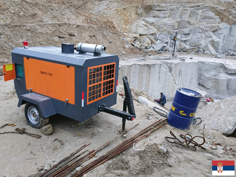 Hanthing DACY-7.5/7 Diesel Portable Air Compressor for Quarry in Serbia